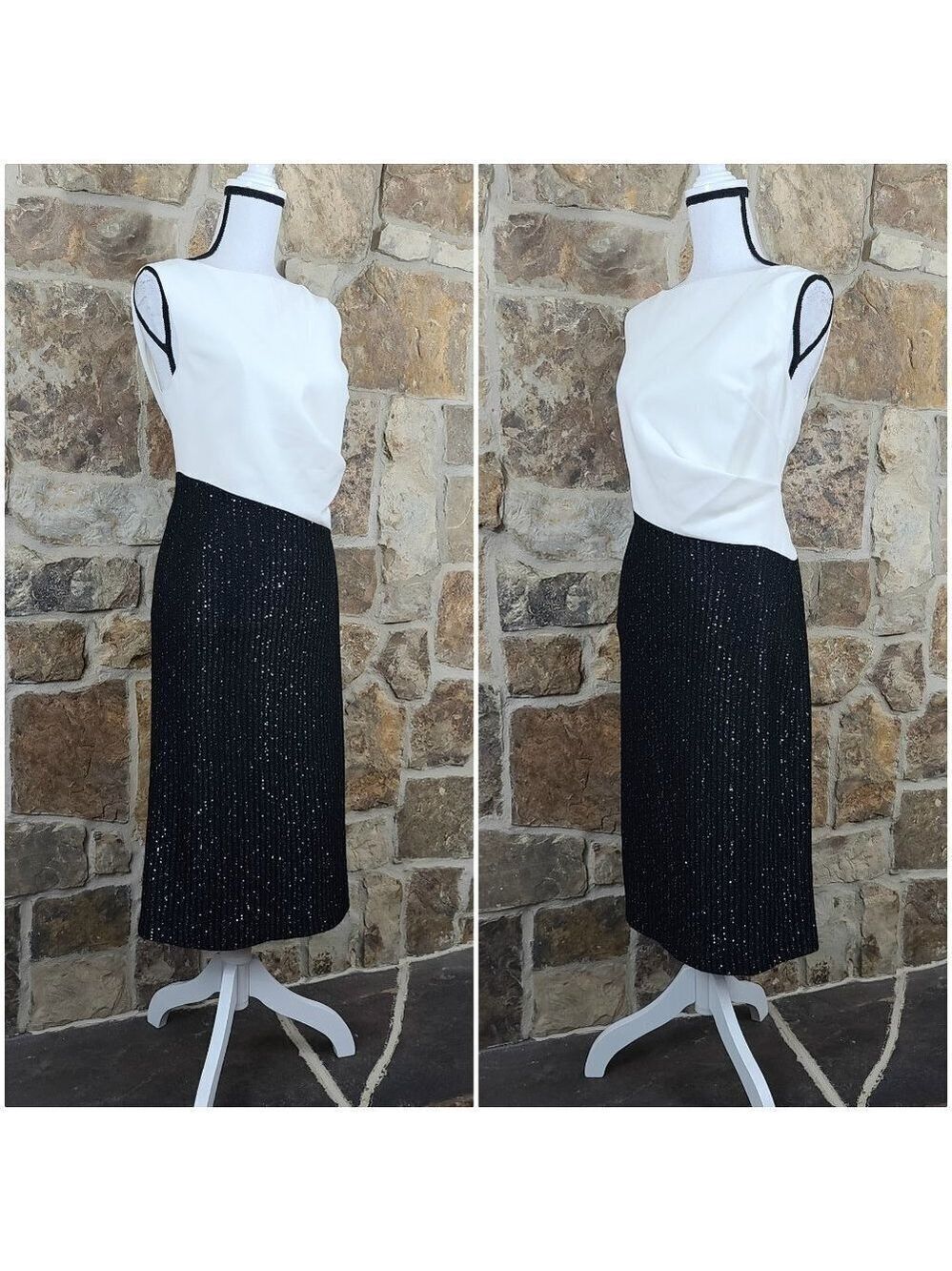 NWT St John 12 Colorblock Tuxedo Cocktail Dress - Picture 8 of 12